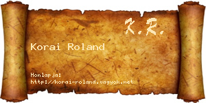 Korai Roland névjegykártya